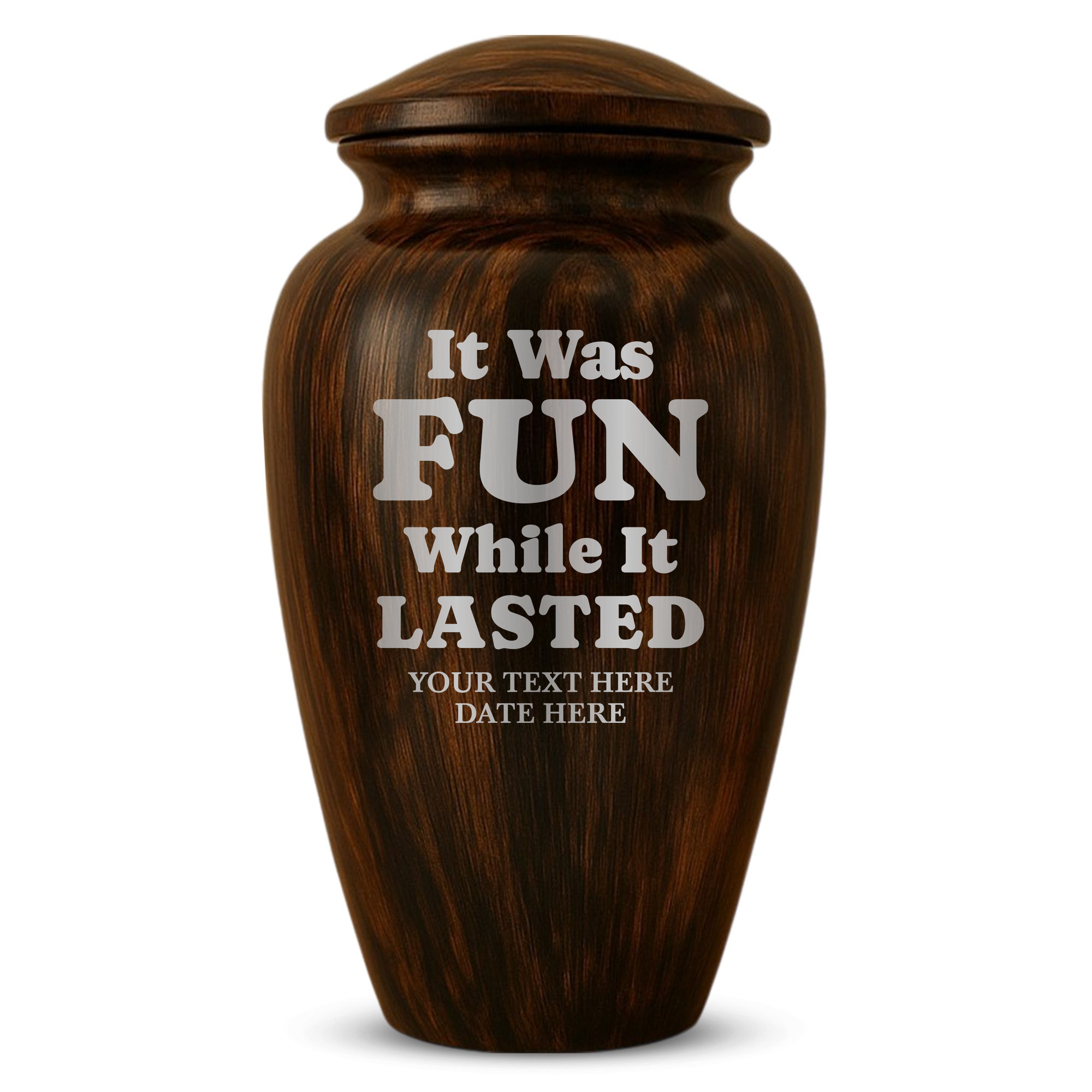 Human Cremation Urn - 200 Cubic Inch - Ingrained Wood Style Finish | Afterlife Humor