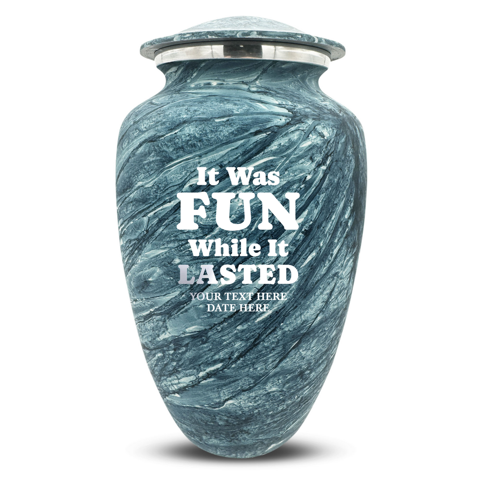 Custom Human Urns - Soft Whisper Collection - Dark Humor Design - Distressed Finish - 200 Cubic Inch