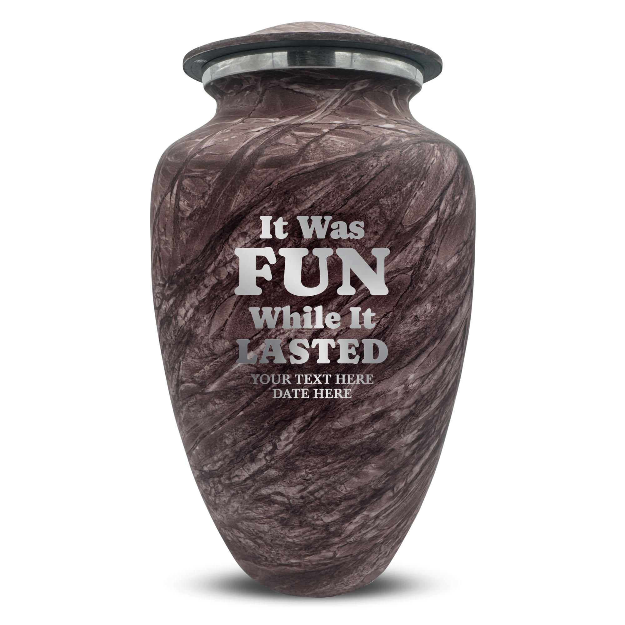 Custom Large Cremation Urn for Human Ashes - Soft Whisper Collection - Dark Humor Design - Distressed Finish - 200 Cubic Inch