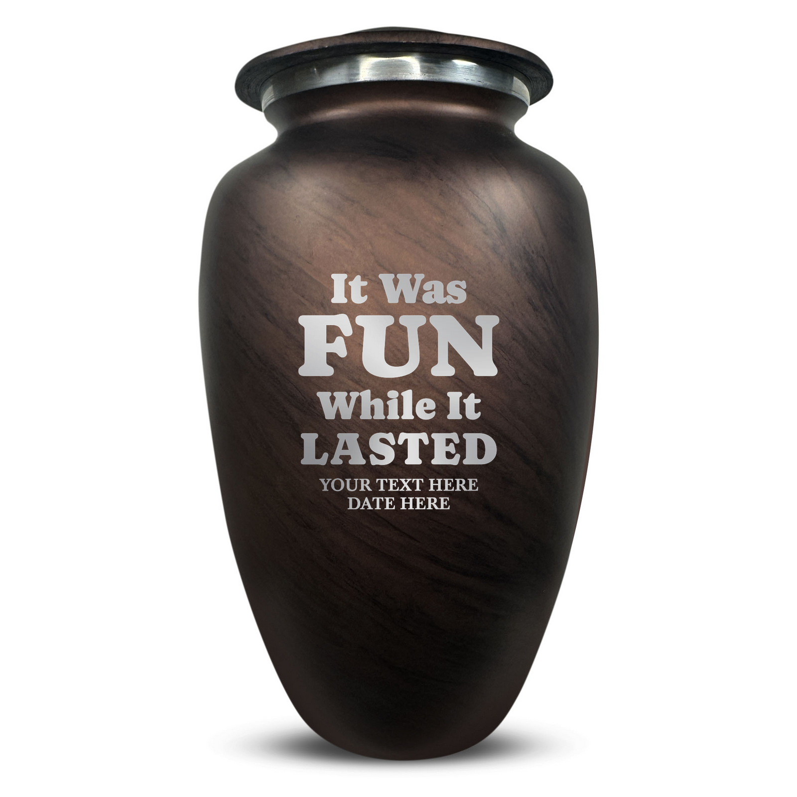 Custom Human Urns - Soft Whisper Collection - Dark Humor Design - Distressed Finish - 200 Cubic Inch