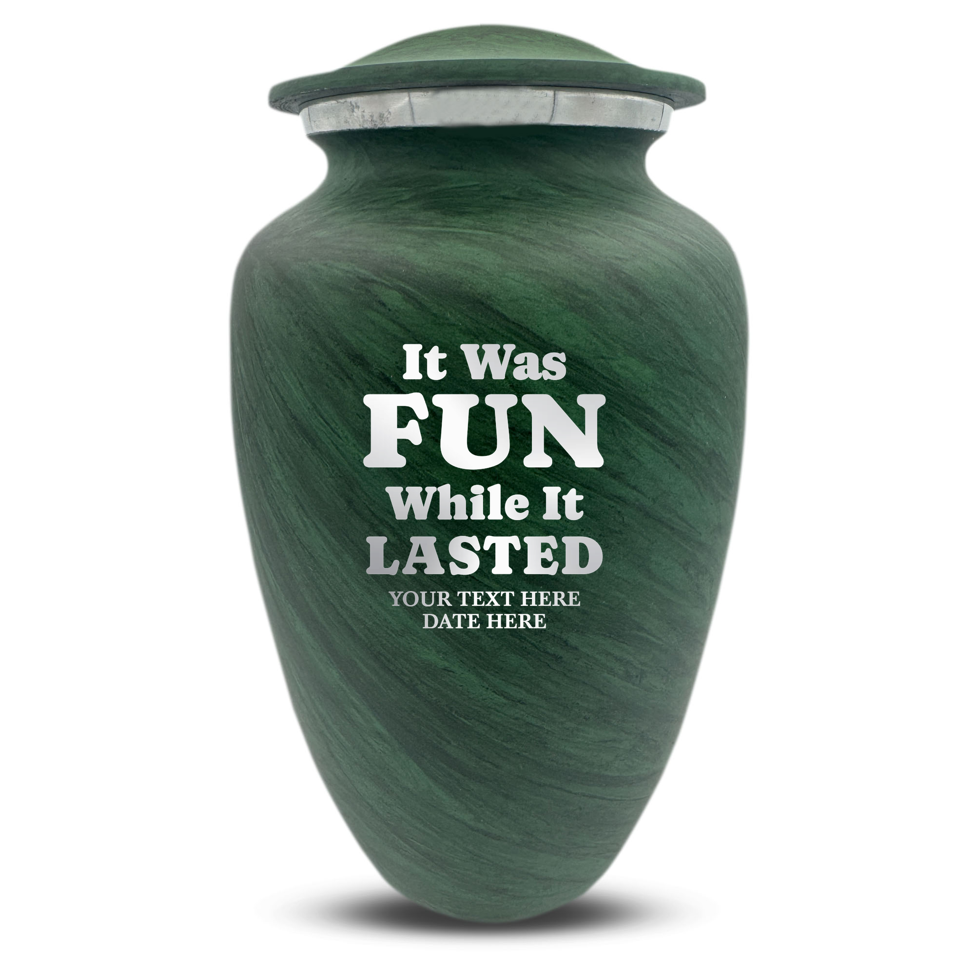Custom Large Cremation Urn for Human Ashes - Soft Whisper Collection - Dark Humor Design - Distressed Finish - 200 Cubic Inch