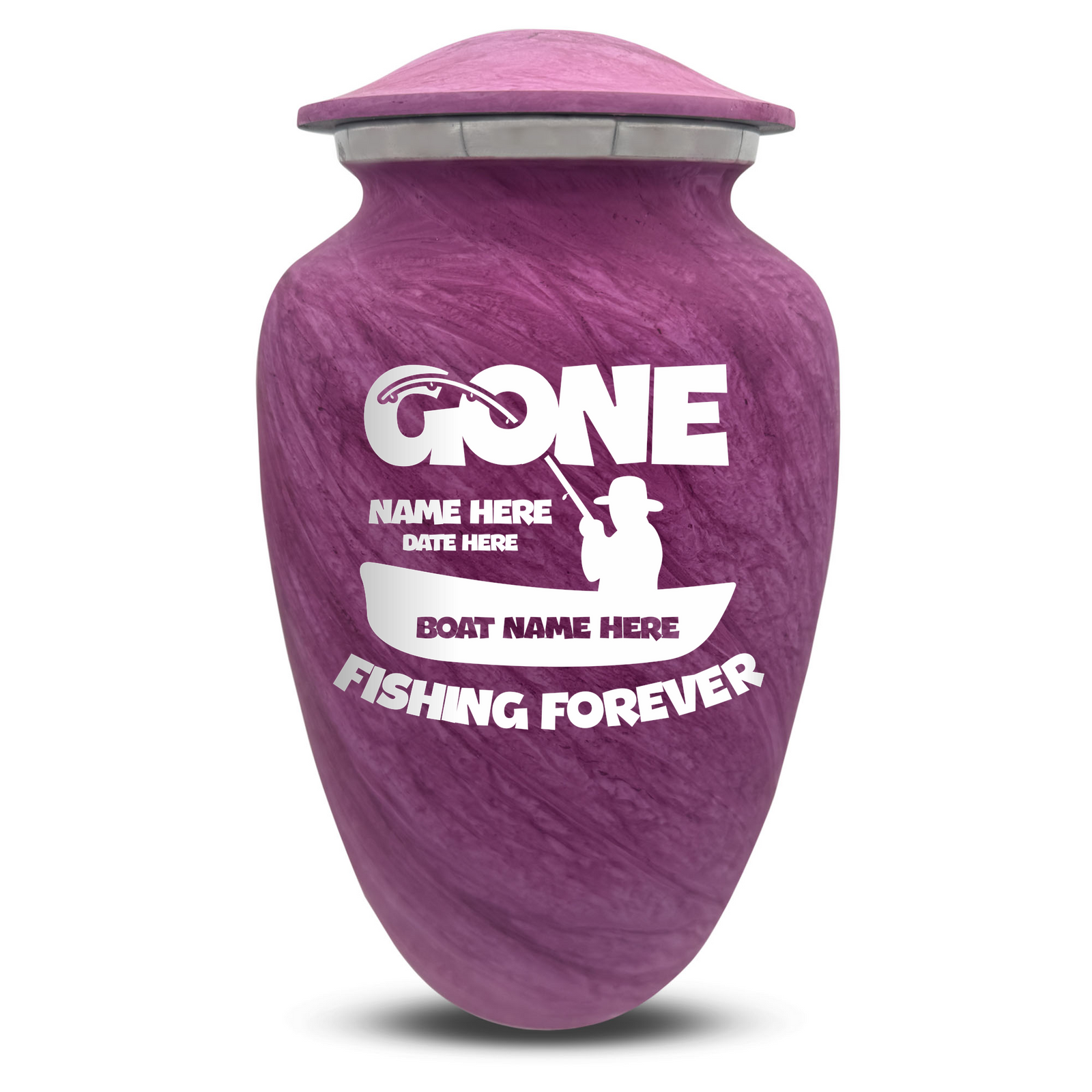 Custom Human Urns - Soft Whisper Collection - Funny Fishing Design - Distressed Finish - 200 Cubic Inch