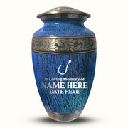 Custom Aluminum Human Urn - Elevate Collection - Funny Fishing Design - Distressed Finish - 200 Cubic Inch
