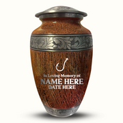 Custom Aluminum Human Urn - Elevate Collection - Funny Fishing Design - Distressed Finish - 200 Cubic Inch