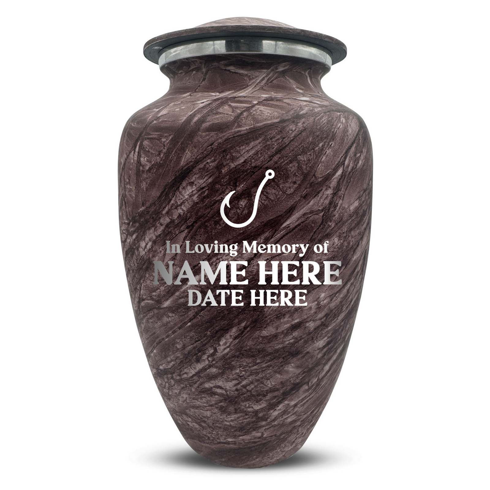 Custom Human Urns - Soft Whisper Collection - Funny Fishing Design - Distressed Finish - 200 Cubic Inch