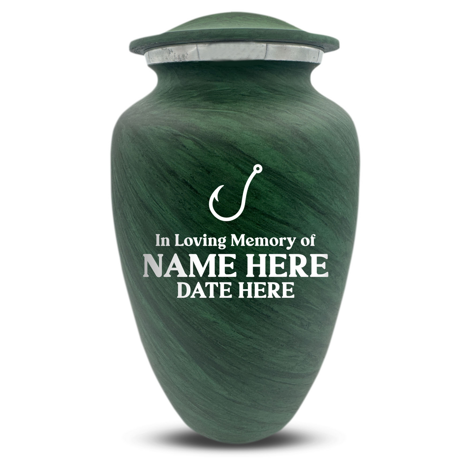 Custom Human Urns - Soft Whisper Collection - Funny Fishing Design - Distressed Finish - 200 Cubic Inch