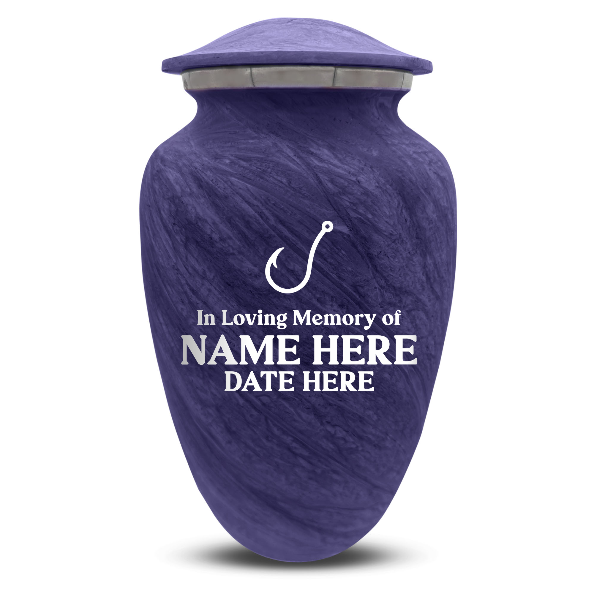 Custom Human Urns - Soft Whisper Collection - Funny Fishing Design - Distressed Finish - 200 Cubic Inch