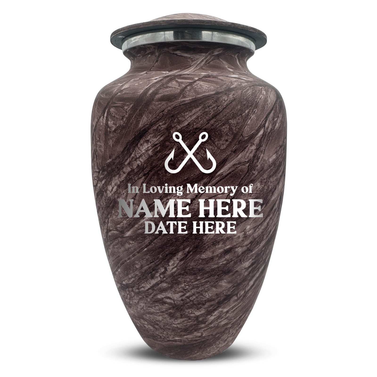 Custom Human Urns - Soft Whisper Collection - Funny Fishing Design - Distressed Finish - 200 Cubic Inch