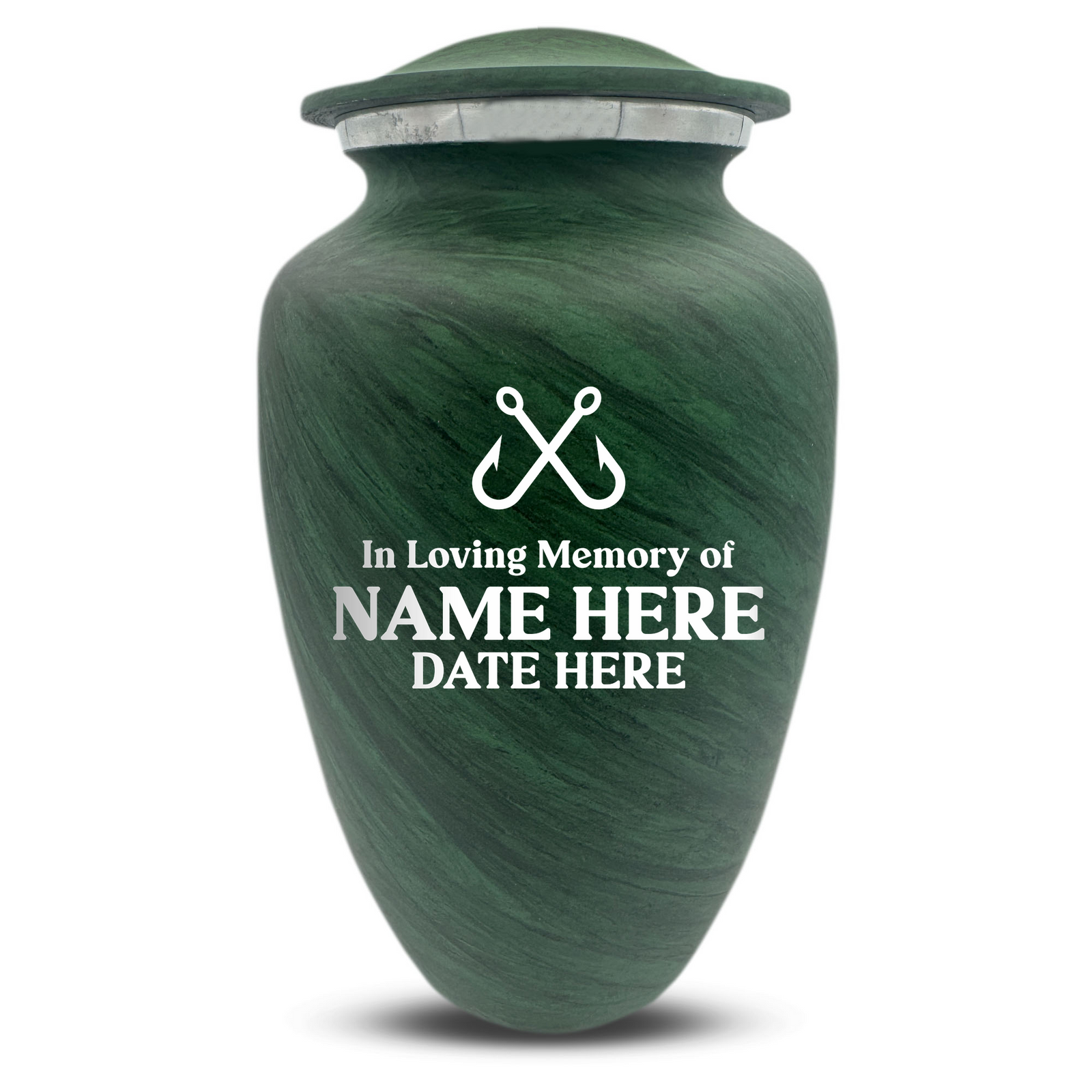 Custom Human Urns - Soft Whisper Collection - Funny Fishing Design - Distressed Finish - 200 Cubic Inch