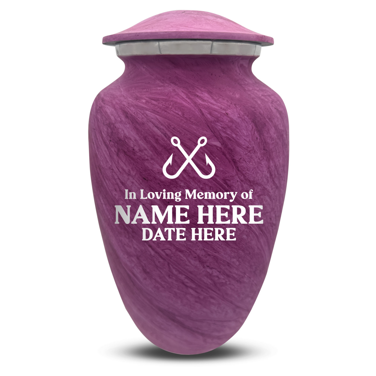 Custom Human Urns - Soft Whisper Collection - Funny Fishing Design - Distressed Finish - 200 Cubic Inch