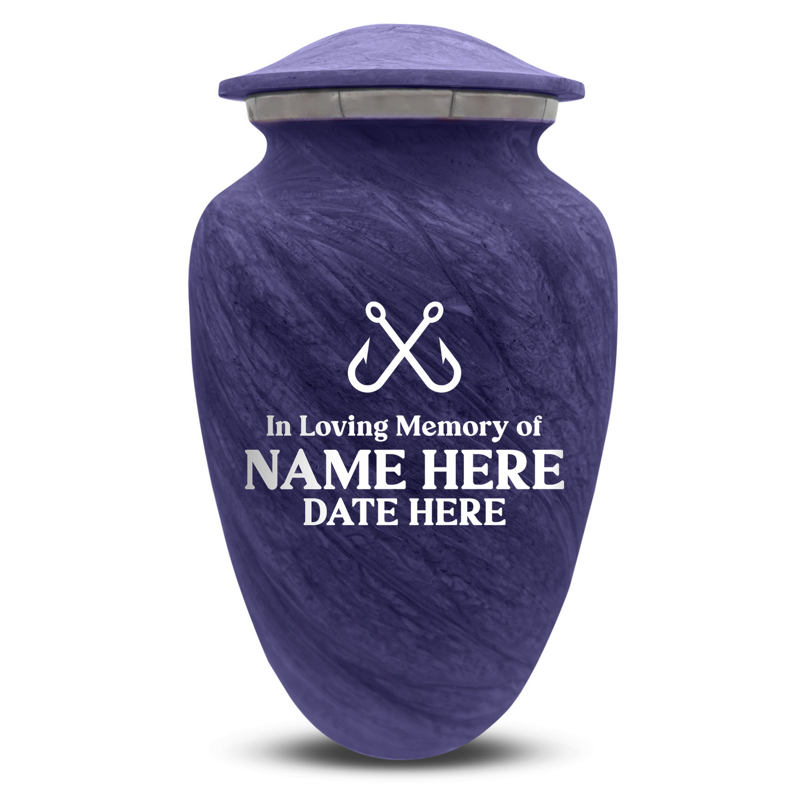 Custom Human Urns - Soft Whisper Collection - Funny Fishing Design - Distressed Finish - 200 Cubic Inch