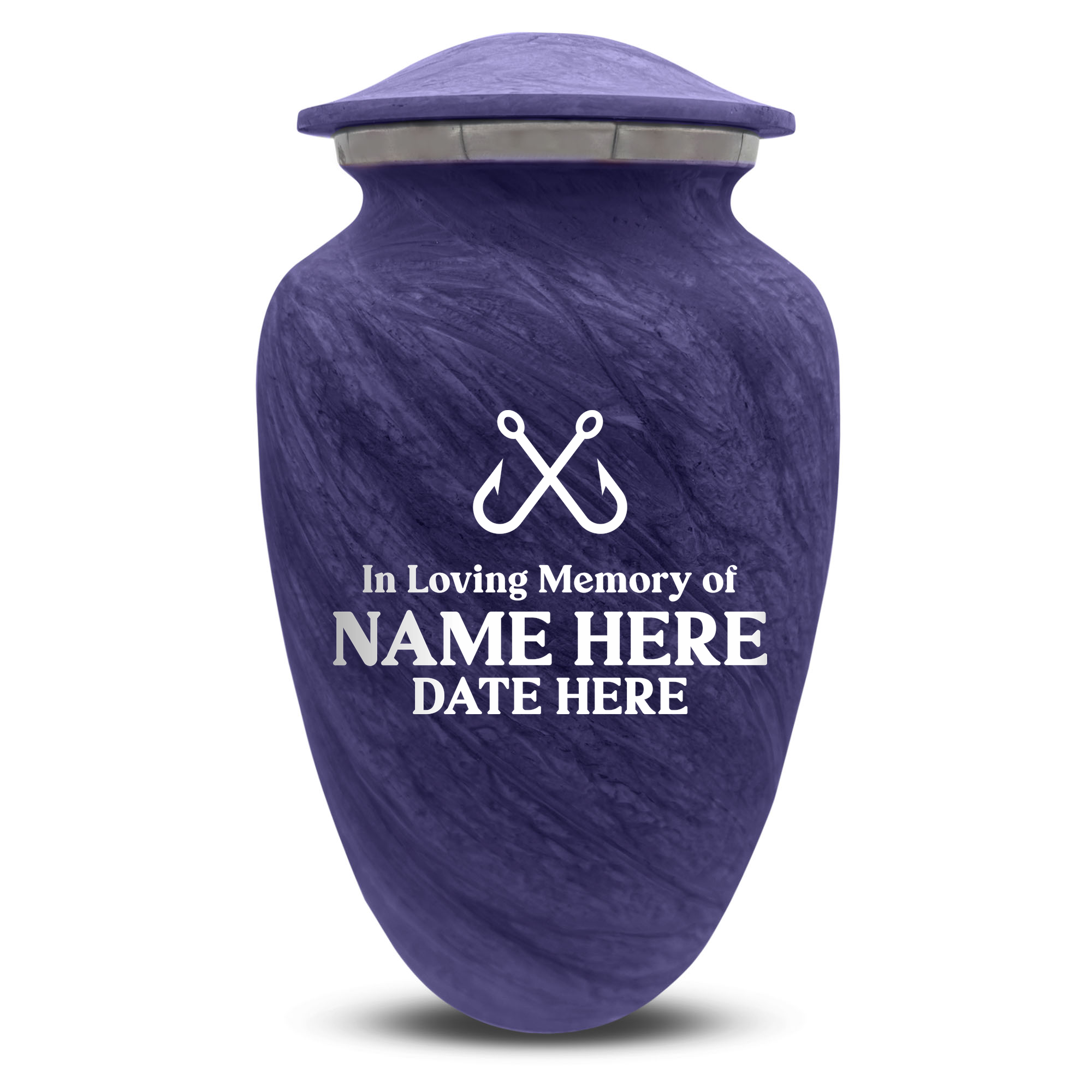 Custom Human Urns - Soft Whisper Collection - Funny Fishing Design - Distressed Finish - 200 Cubic Inch
