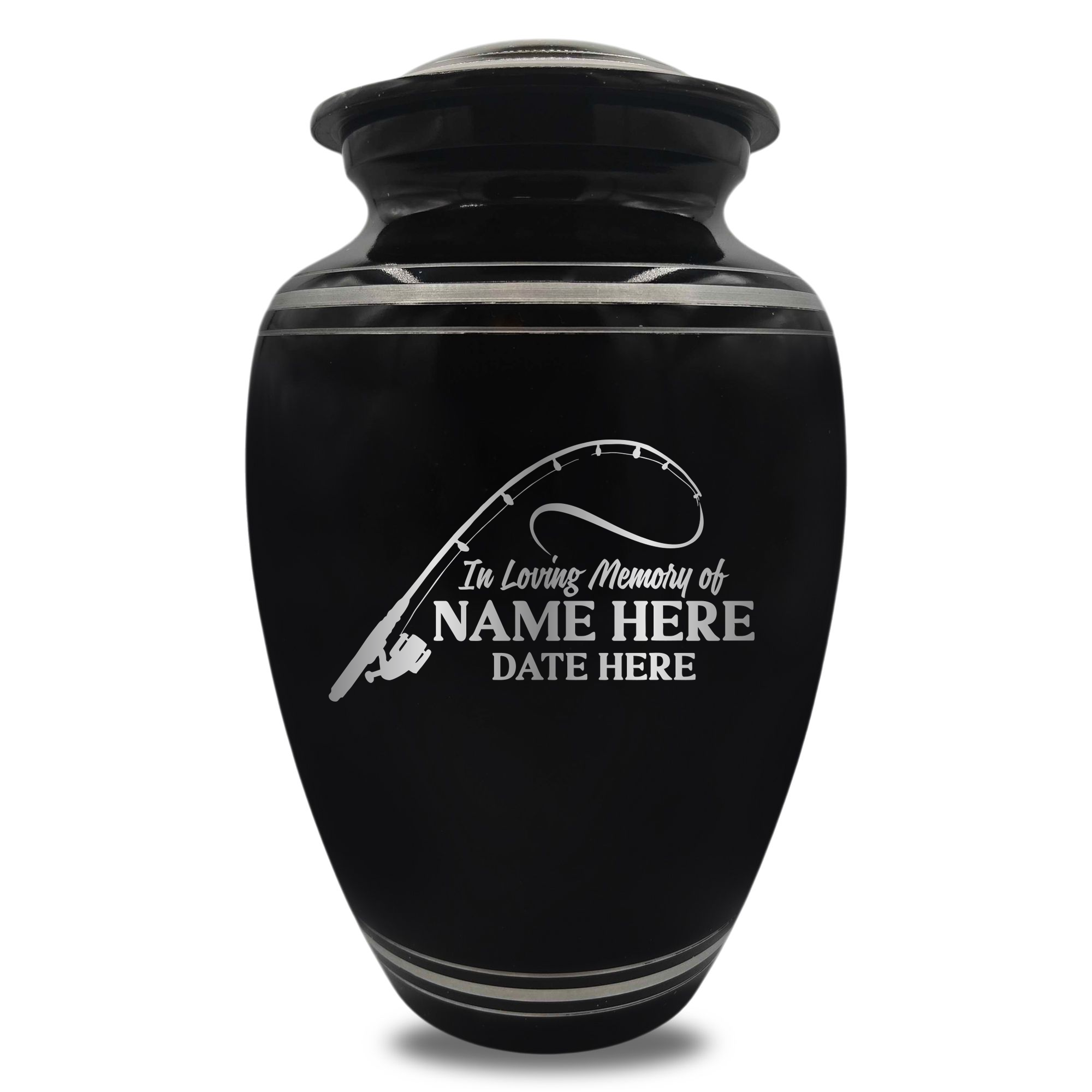 Polished Aluminum with Silver Rim Human Cremation Urn - 200 Cubic Inch | Fisherman Tribute