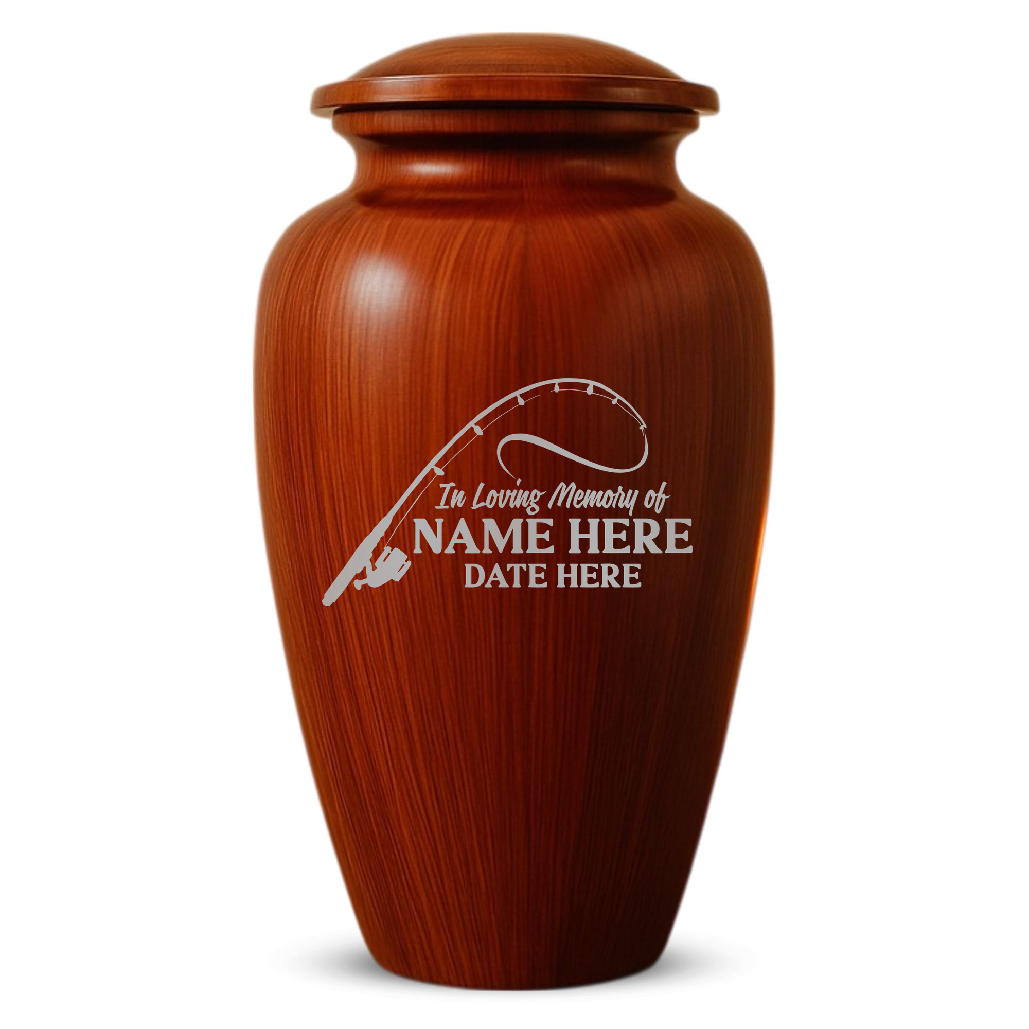 Human Cremation Urn - 200 Cubic Inch - Ingrained Wood Style Finish | Fisherman Tribute