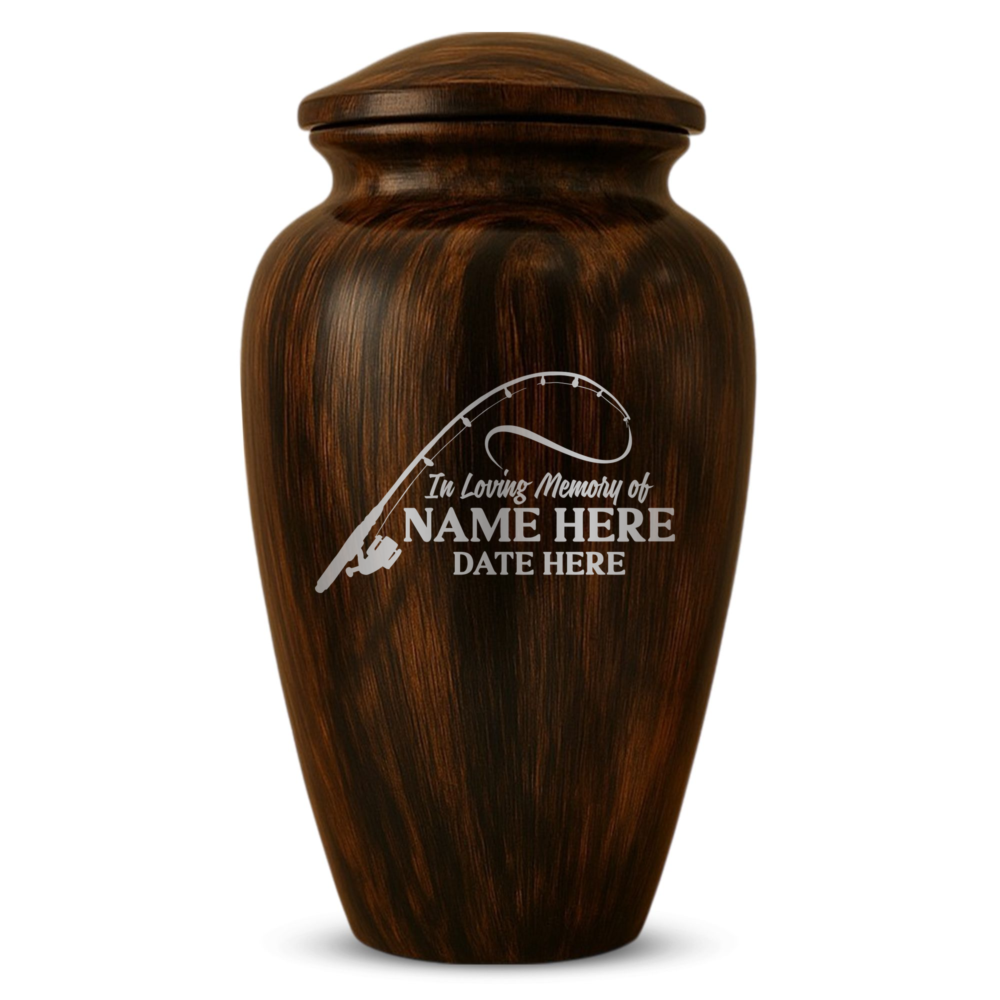 Human Cremation Urn - 200 Cubic Inch - Ingrained Wood Style Finish | Fisherman Tribute