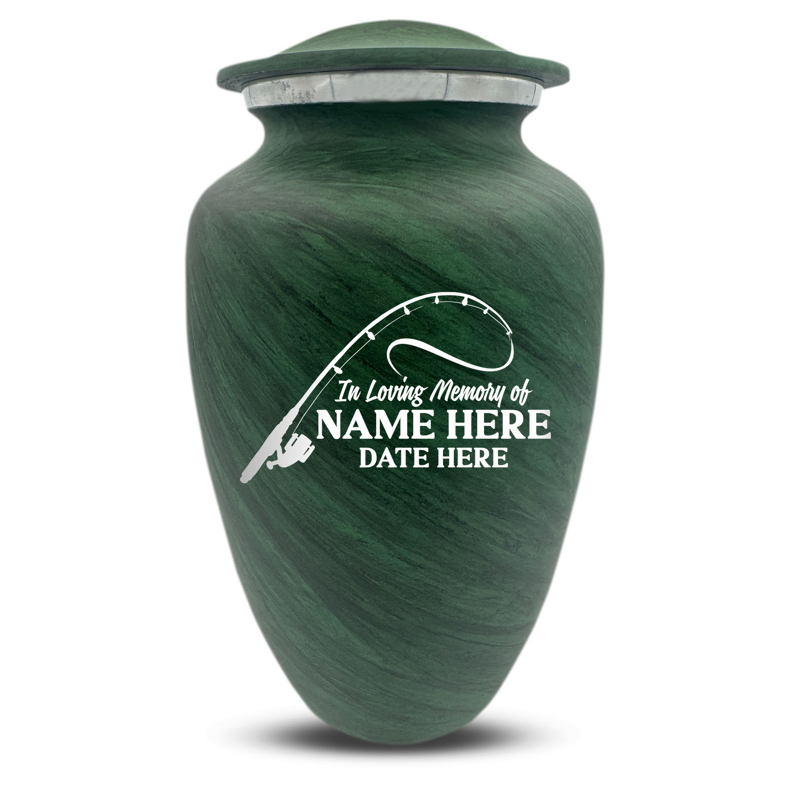 Custom Human Urns - Soft Whisper Collection - Funny Fishing Design - Distressed Finish - 200 Cubic Inch