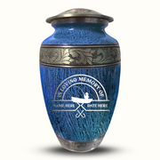 Custom Aluminum Human Urn - Elevate Collection - Funny Fishing Design - Distressed Finish - 200 Cubic Inch