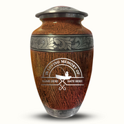 Custom Aluminum Human Urn - Elevate Collection - Funny Fishing Design - Distressed Finish - 200 Cubic Inch