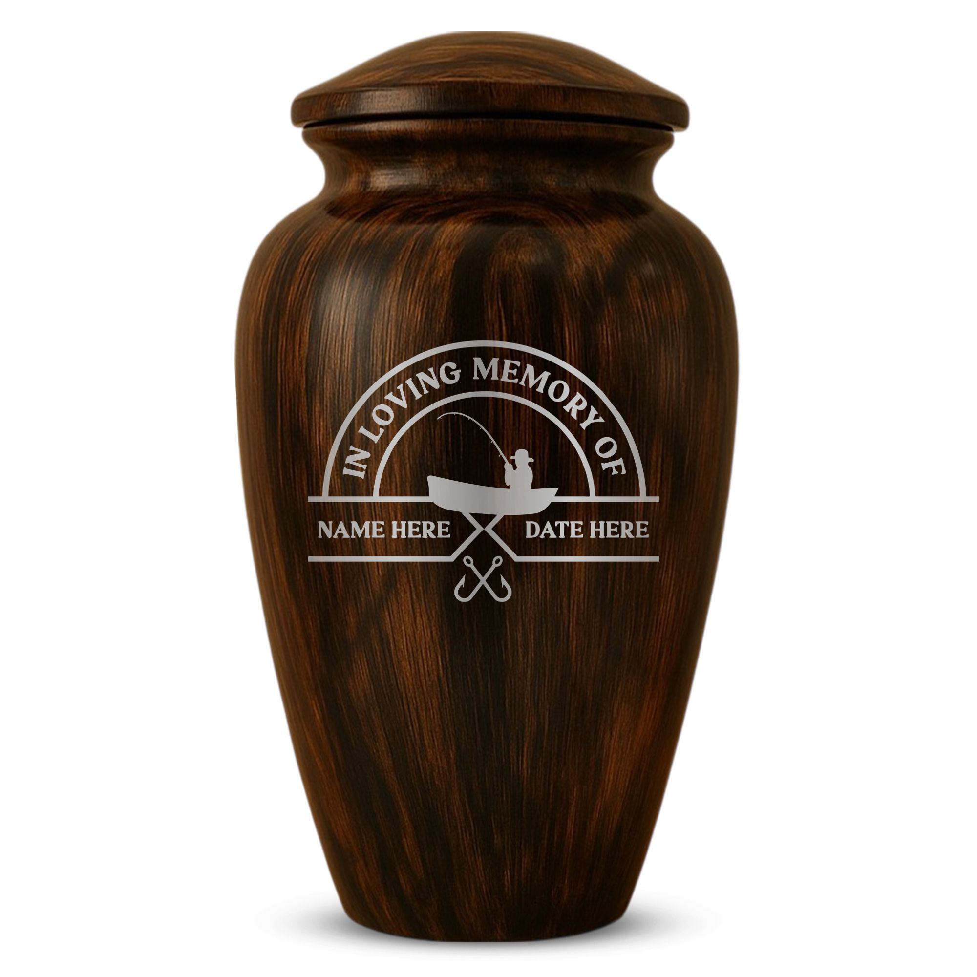 Human Cremation Urn - 200 Cubic Inch - Ingrained Wood Style Finish | Fisherman Tribute