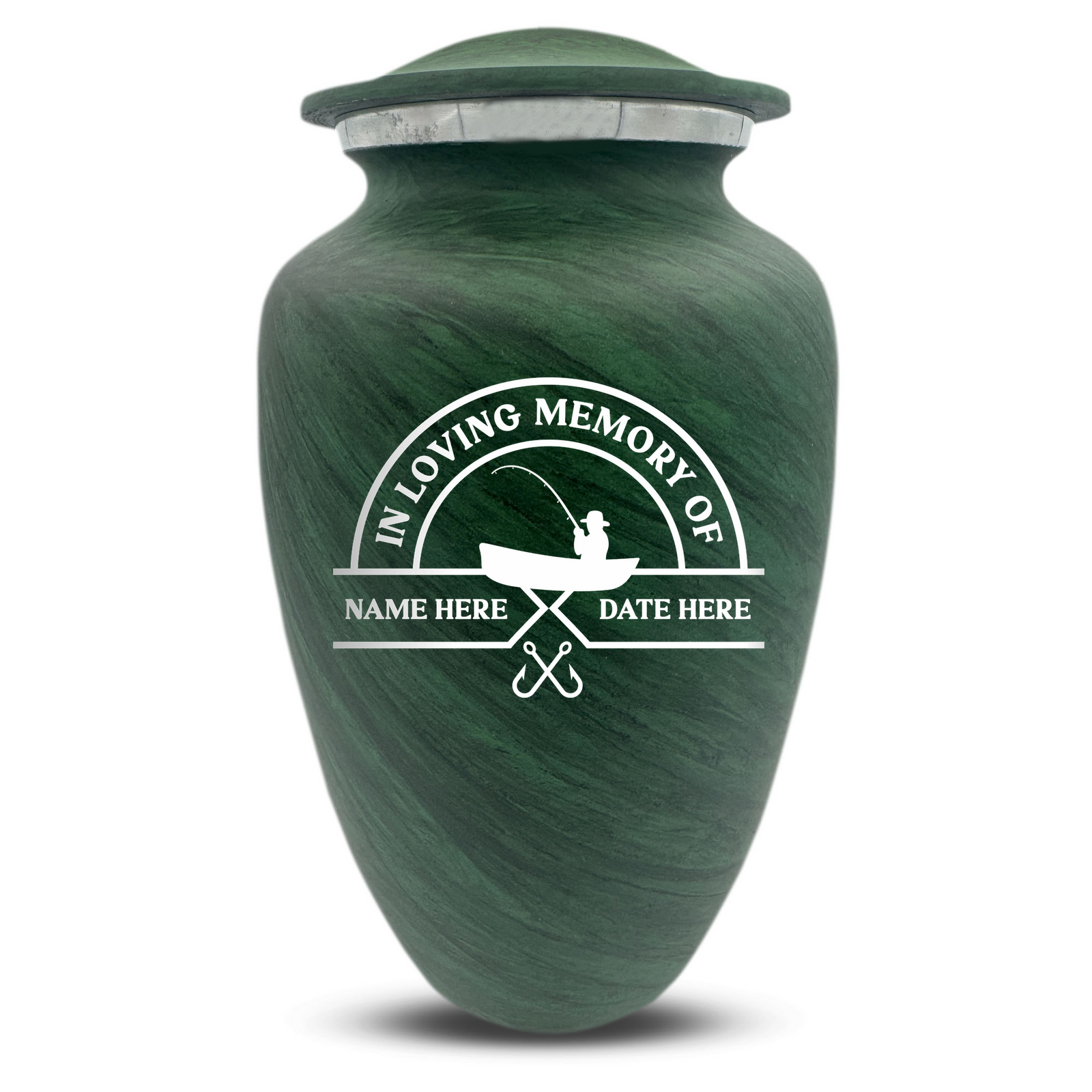 Custom Human Urns - Soft Whisper Collection - Funny Fishing Design - Distressed Finish - 200 Cubic Inch
