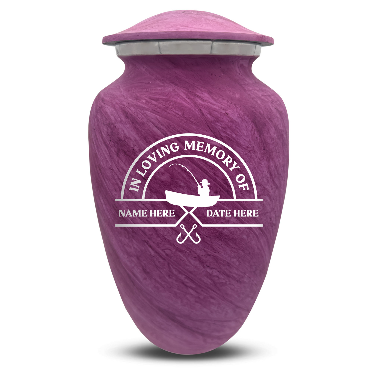 Custom Human Urns - Soft Whisper Collection - Funny Fishing Design - Distressed Finish - 200 Cubic Inch