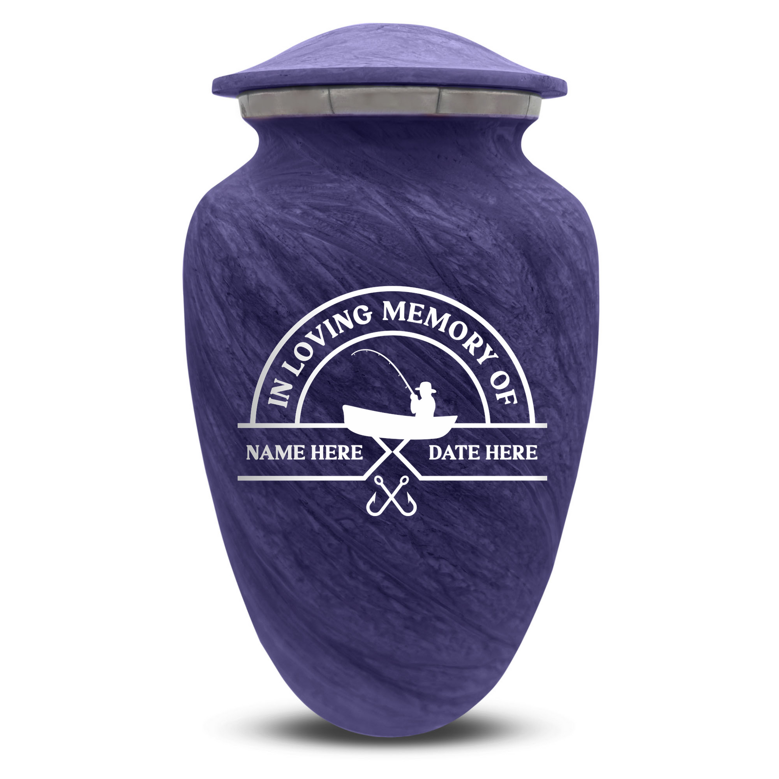 Custom Human Urns - Soft Whisper Collection - Funny Fishing Design - Distressed Finish - 200 Cubic Inch