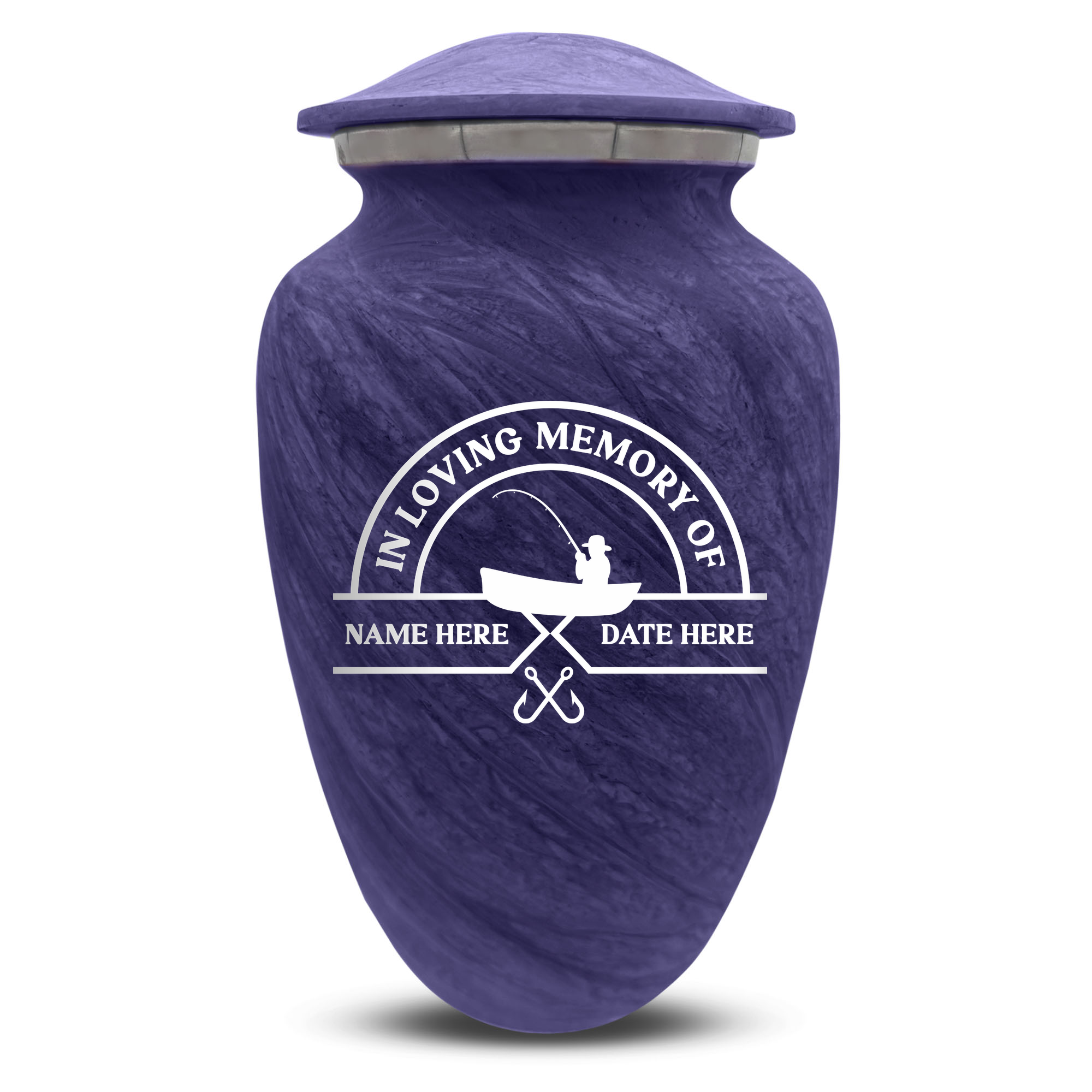 Custom Human Urns - Soft Whisper Collection - Funny Fishing Design - Distressed Finish - 200 Cubic Inch