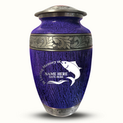 Custom Aluminum Human Urn - Elevate Collection - Funny Fishing Design - Distressed Finish - 200 Cubic Inch