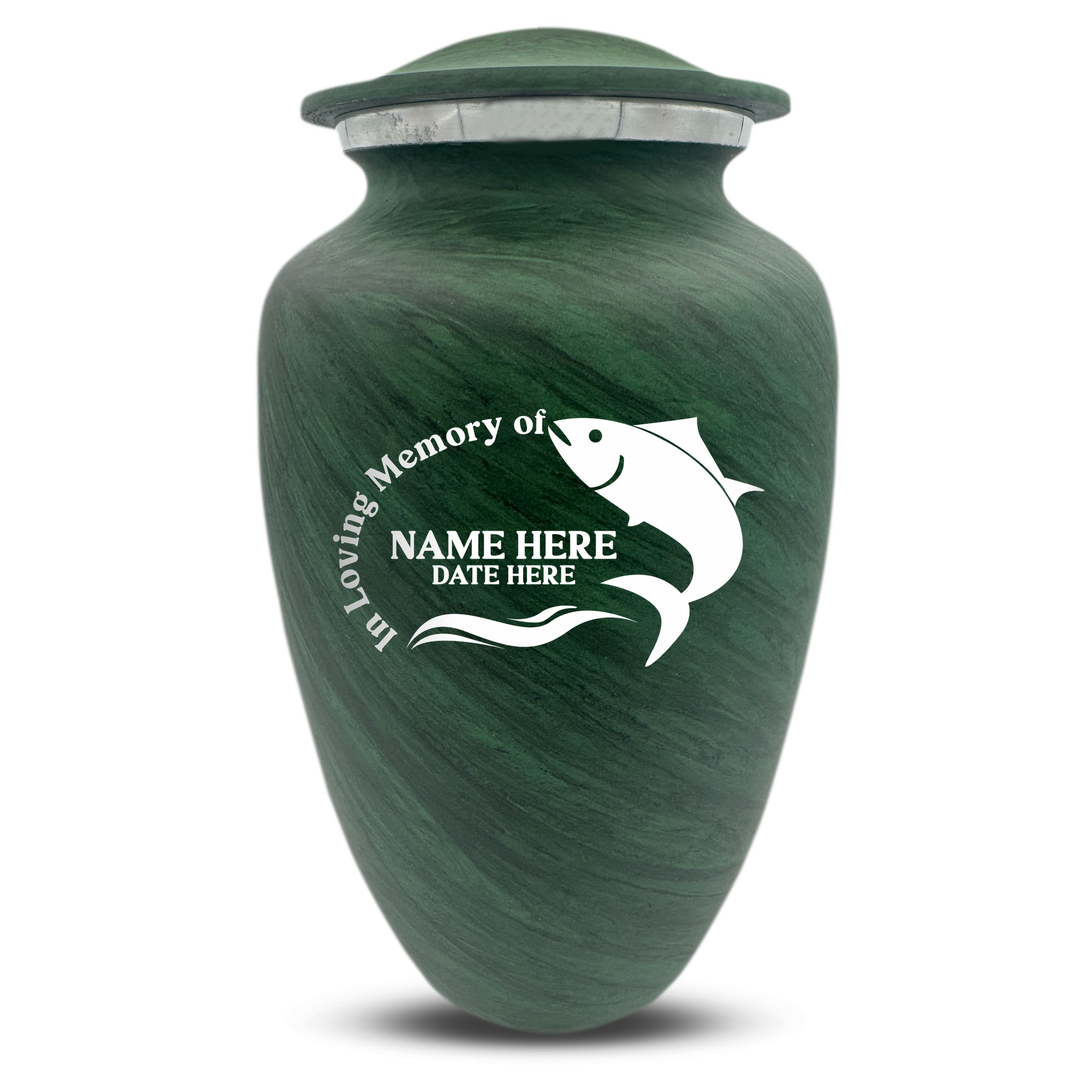 Custom Human Urns - Soft Whisper Collection - Funny Fishing Design - Distressed Finish - 200 Cubic Inch