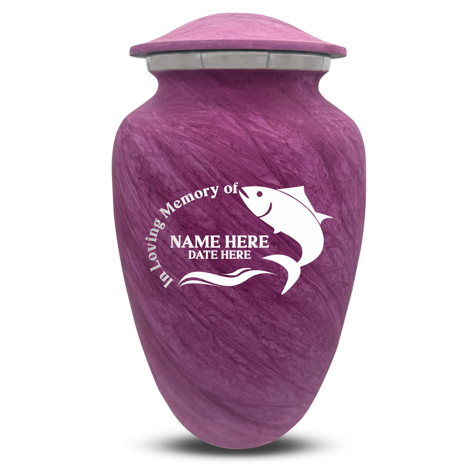 Custom Human Urns - Soft Whisper Collection - Funny Fishing Design - Distressed Finish - 200 Cubic Inch