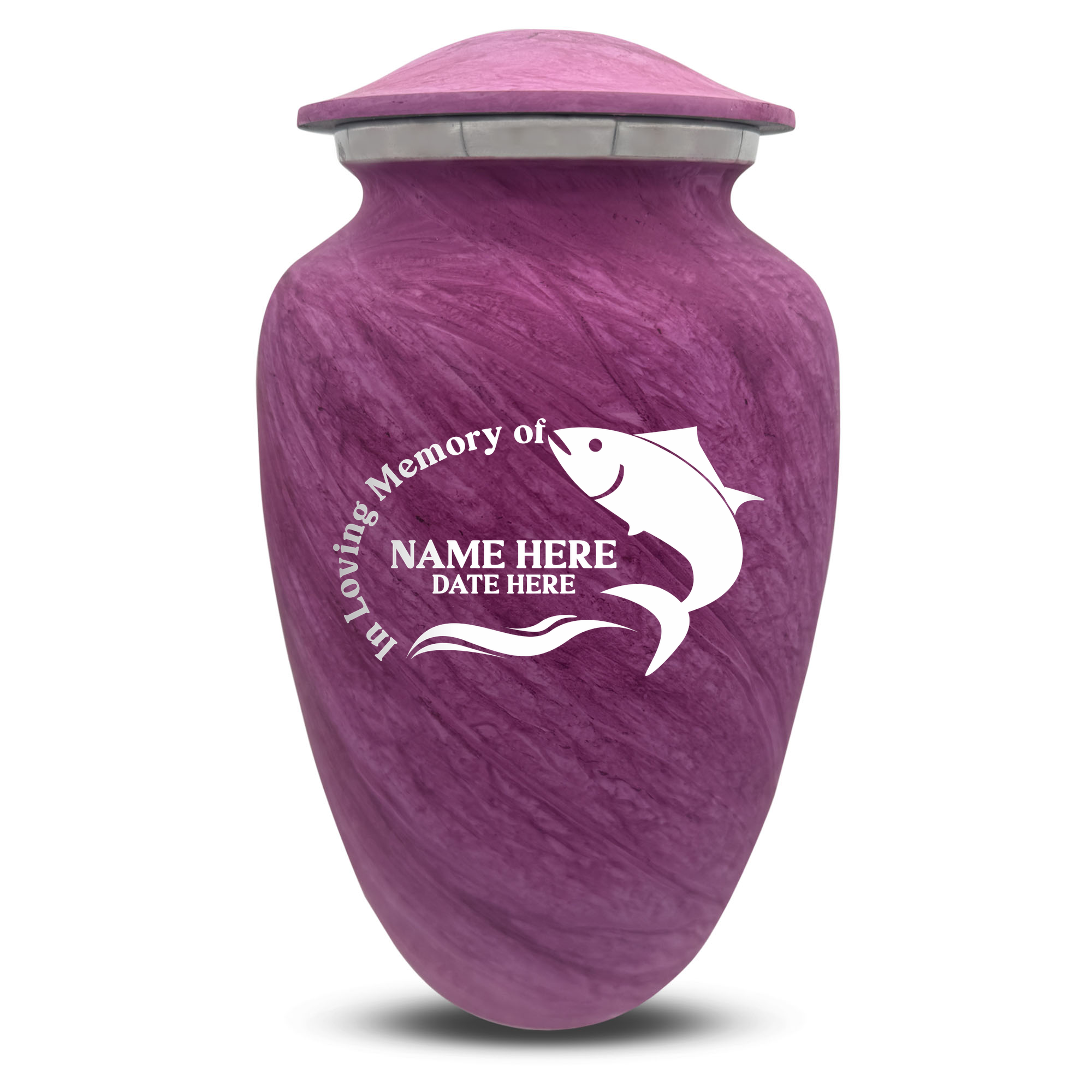 Custom Human Urns - Soft Whisper Collection - Funny Fishing Design - Distressed Finish - 200 Cubic Inch