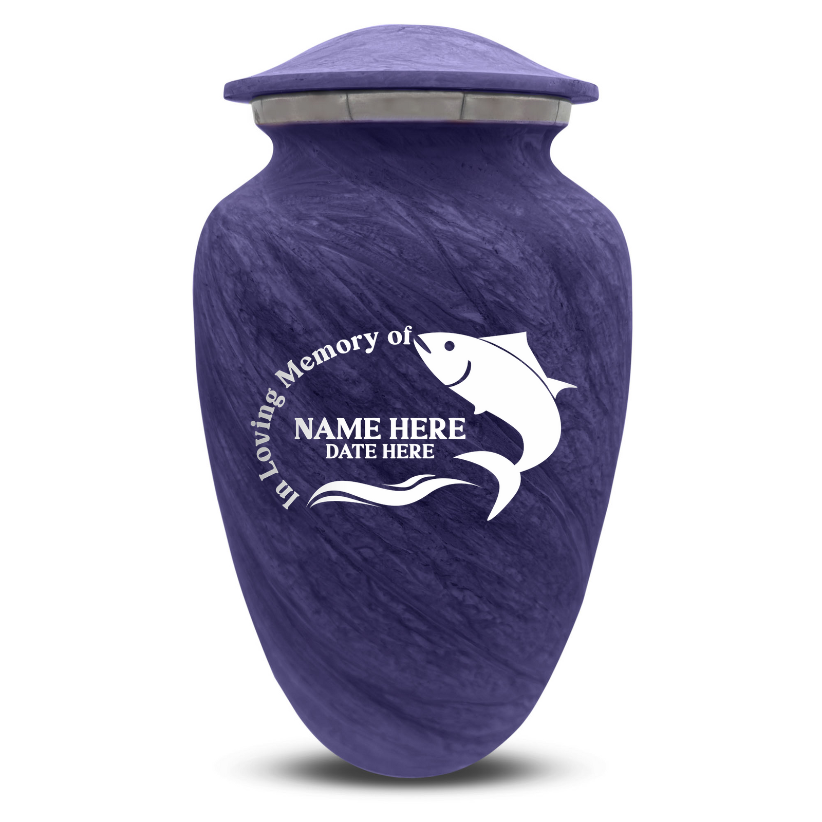 Custom Human Urns - Soft Whisper Collection - Funny Fishing Design - Distressed Finish - 200 Cubic Inch