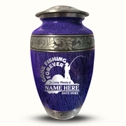 Custom Aluminum Human Urn - Elevate Collection - Funny Fishing Design - Distressed Finish - 200 Cubic Inch