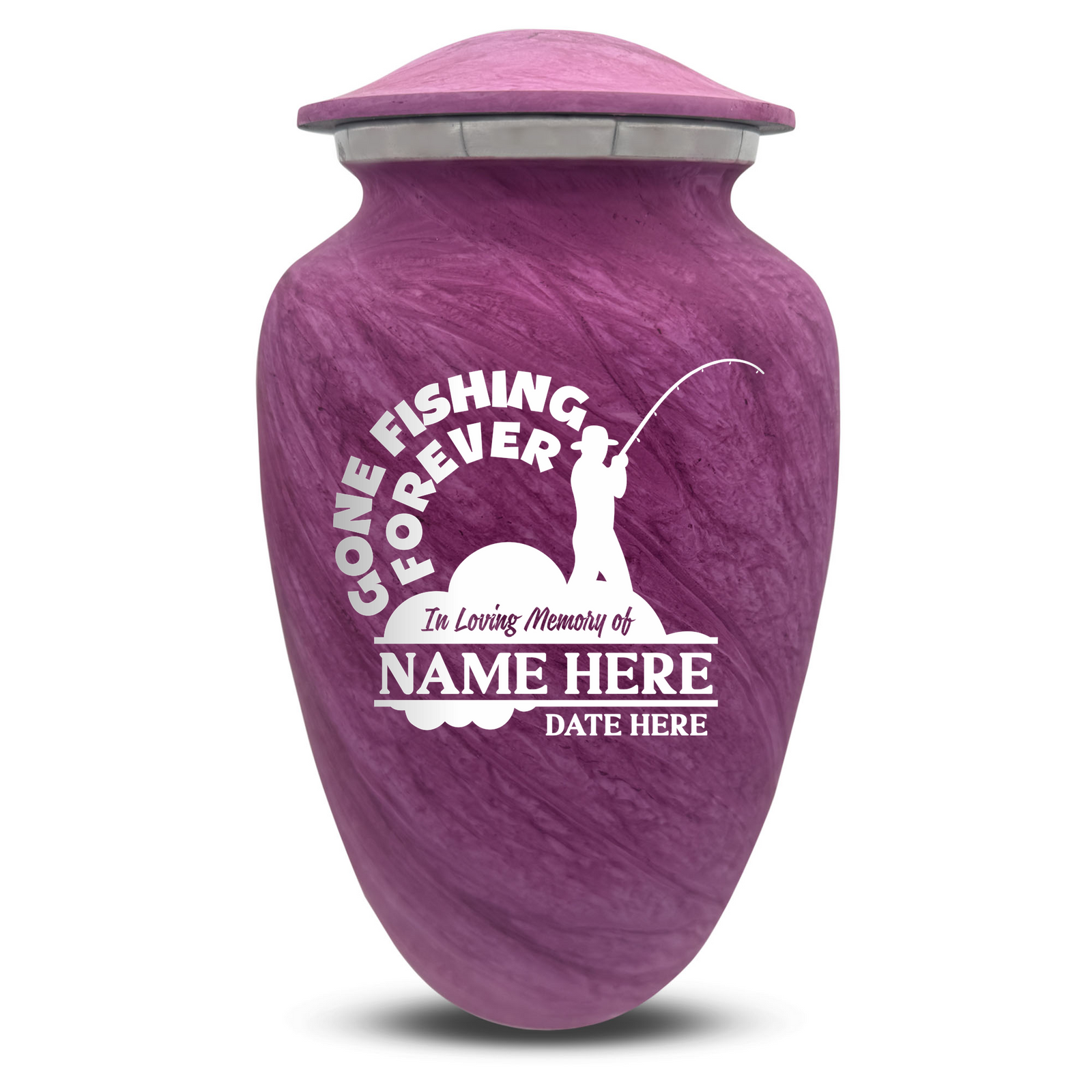 Custom Human Urns - Soft Whisper Collection - Funny Fishing Design - Distressed Finish - 200 Cubic Inch