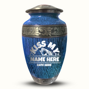 Custom Aluminum Human Urn - Elevate Collection - Funny Fishing Design - Distressed Finish - 200 Cubic Inch