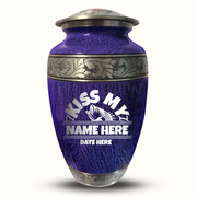 Custom Aluminum Human Urn - Elevate Collection - Funny Fishing Design - Distressed Finish - 200 Cubic Inch