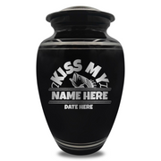 Polished Aluminum with Silver Rim Human Cremation Urn - 200 Cubic Inch | Bass Fishing Humor