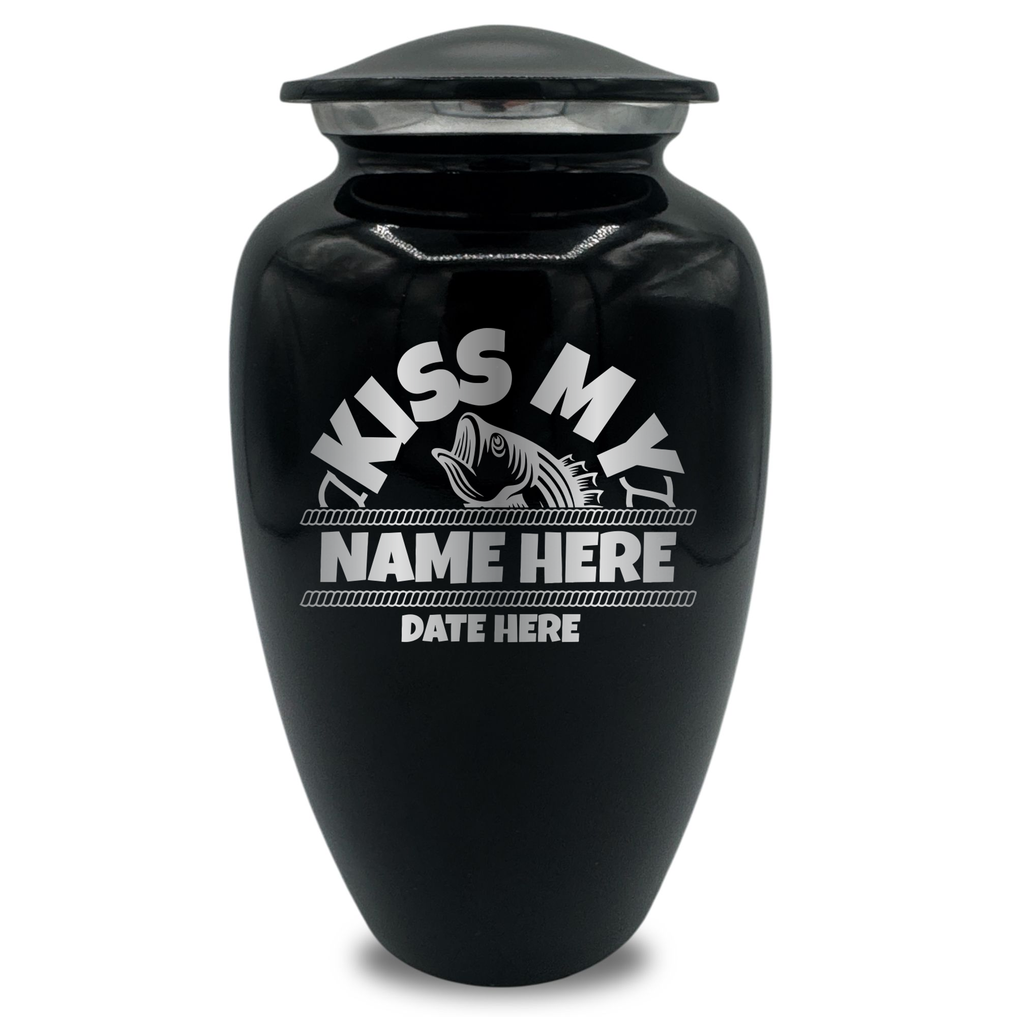 Splendor Human Cremation Urn - 200 Cubic Inch Capacity - Metal | Bass Fishing Humor