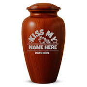 Human Cremation Urn - 200 Cubic Inch - Ingrained Wood Style Finish | Bass Fishing Humor