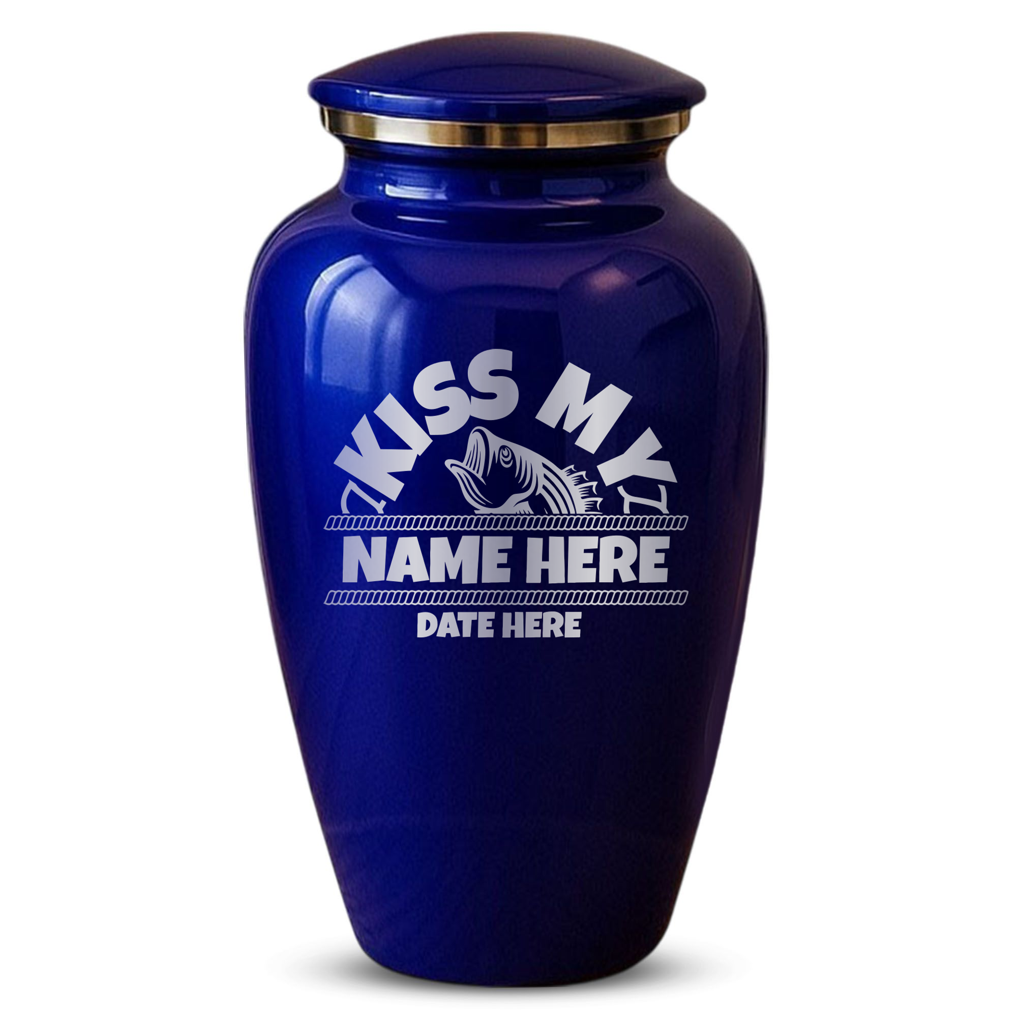 Splendor Human Cremation Urn - 200 Cubic Inch Capacity - Metal | Bass Fishing Humor