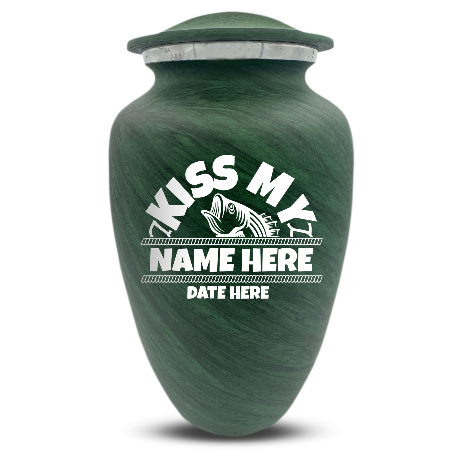 Custom Human Urns - Soft Whisper Collection - Funny Fishing Design - Distressed Finish - 200 Cubic Inch
