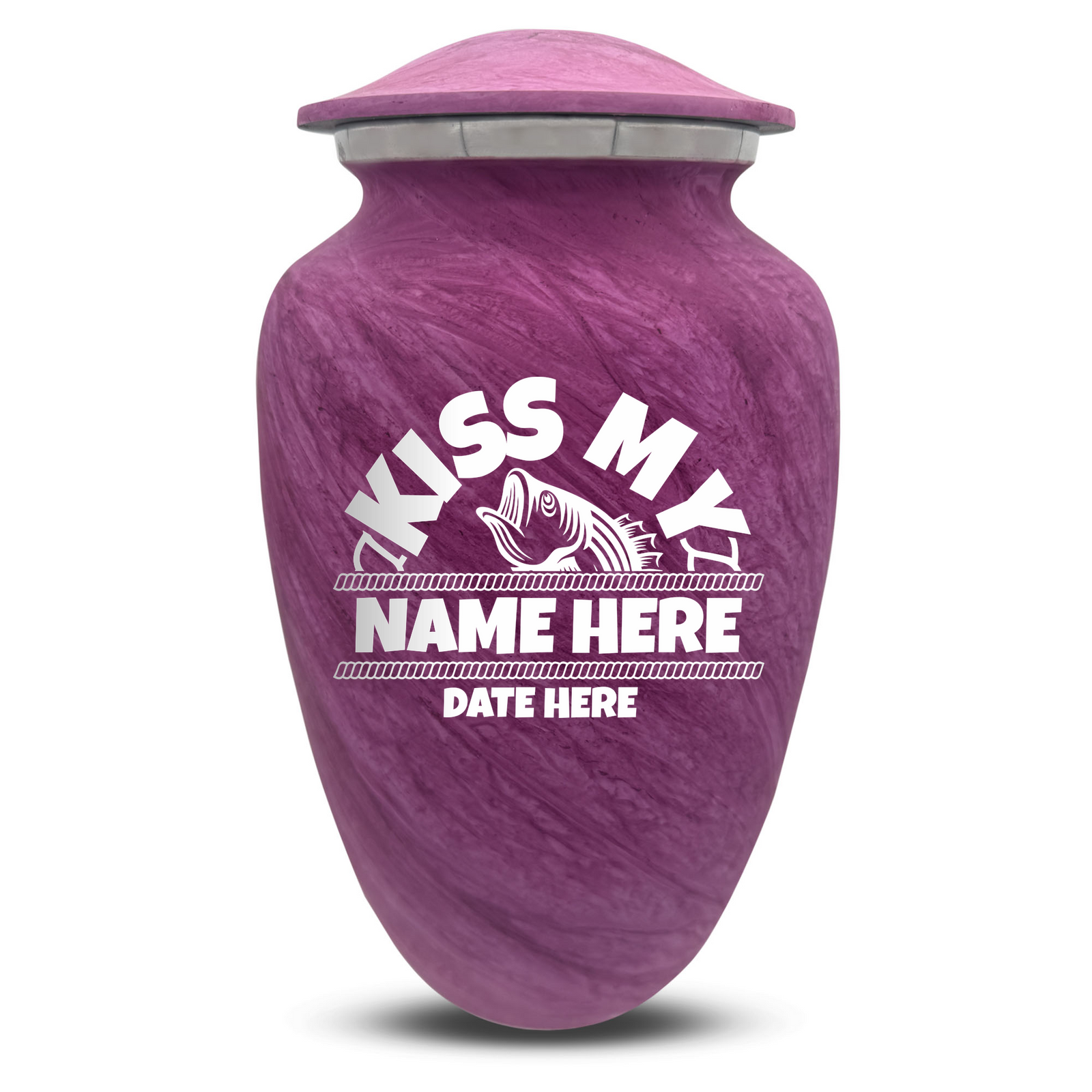 Custom Human Urns - Soft Whisper Collection - Funny Fishing Design - Distressed Finish - 200 Cubic Inch