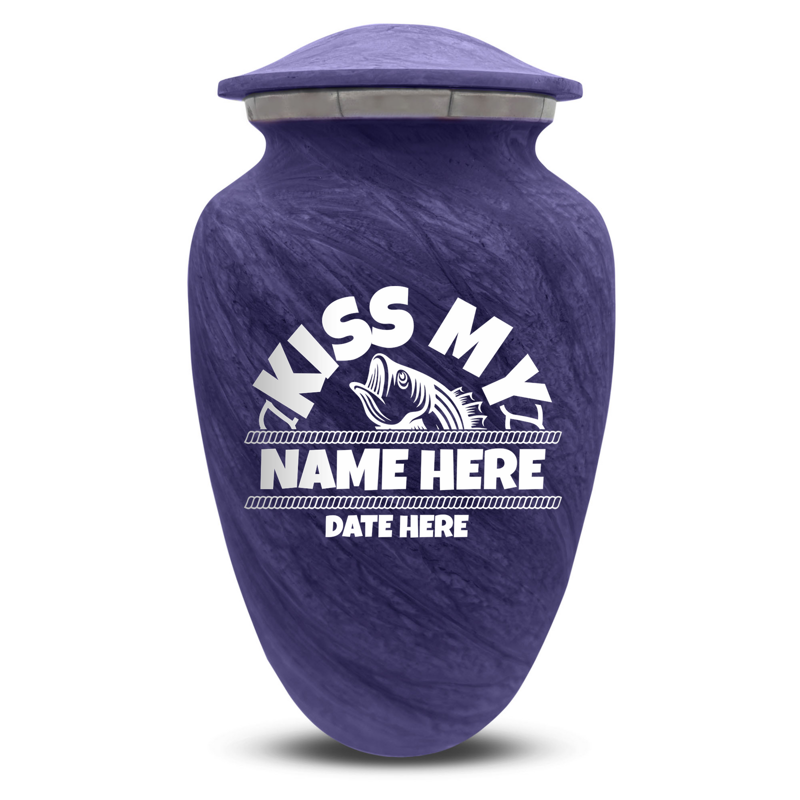 Custom Human Urns - Soft Whisper Collection - Funny Fishing Design - Distressed Finish - 200 Cubic Inch