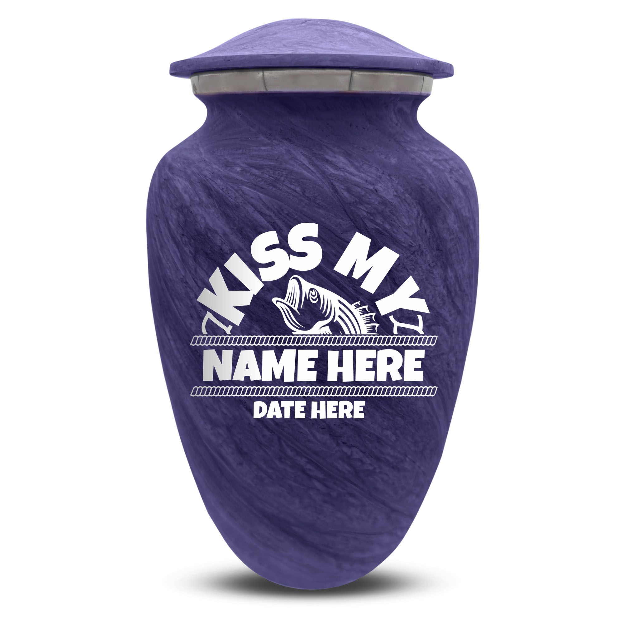 Custom Human Urns - Soft Whisper Collection - Funny Fishing Design - Distressed Finish - 200 Cubic Inch