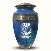 Custom Aluminum Human Urn - Elevate Collection - Funny Fishing Design - Distressed Finish - 200 Cubic Inch