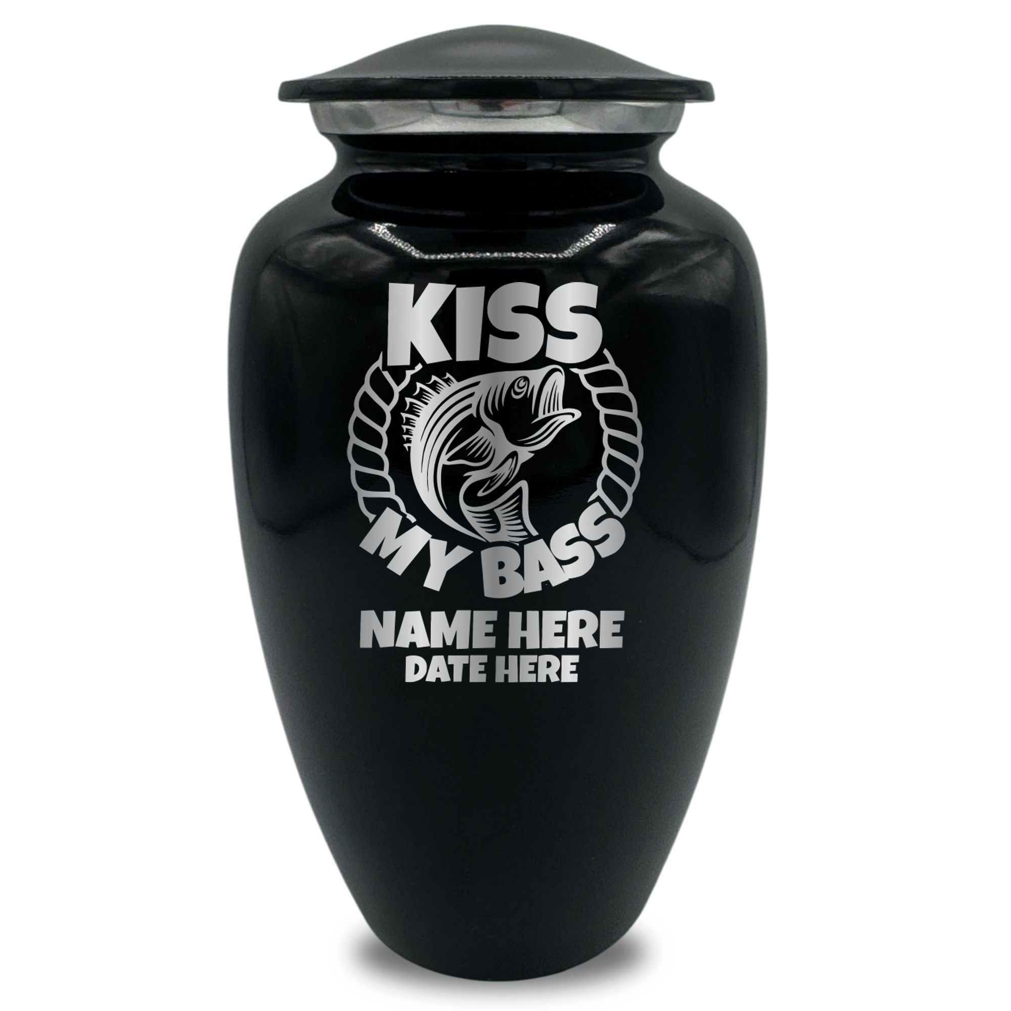 Splendor Human Cremation Urn - 200 Cubic Inch Capacity - Metal | Bass Fishing Humor