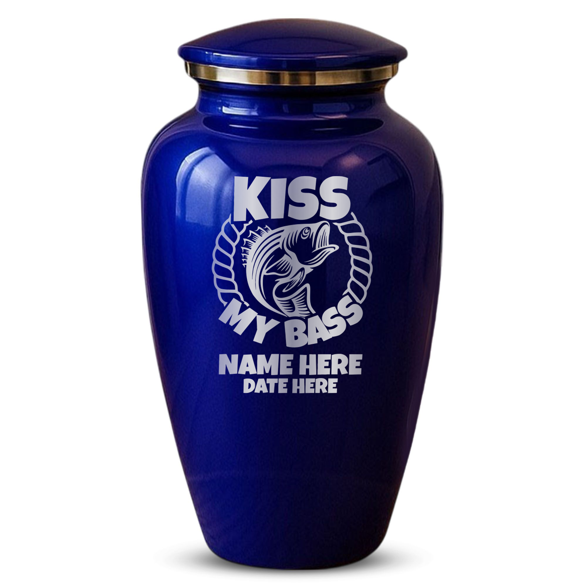 Splendor Human Cremation Urn - 200 Cubic Inch Capacity - Metal | Bass Fishing Humor