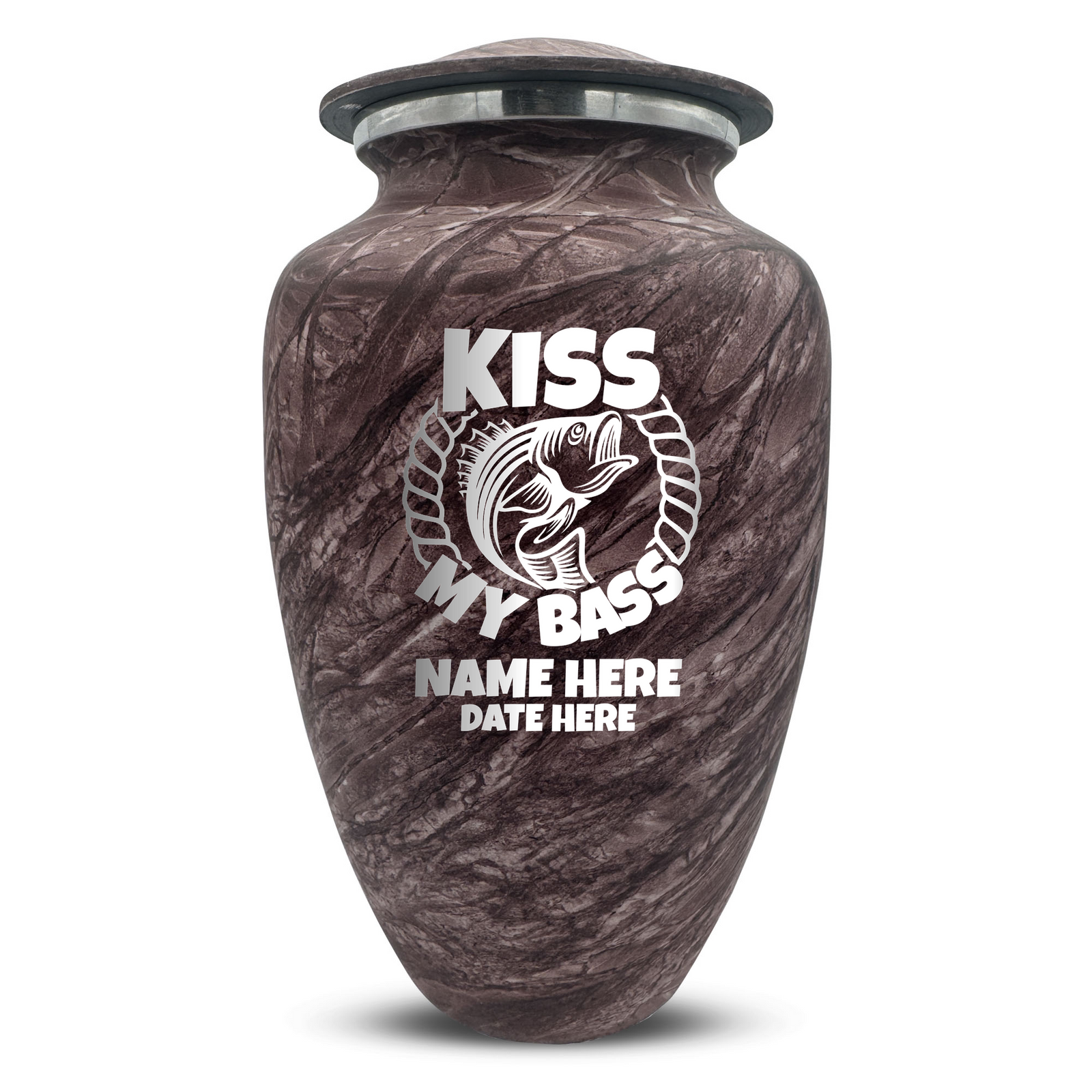 Custom Human Urns - Soft Whisper Collection - Funny Fishing Design - Distressed Finish - 200 Cubic Inch