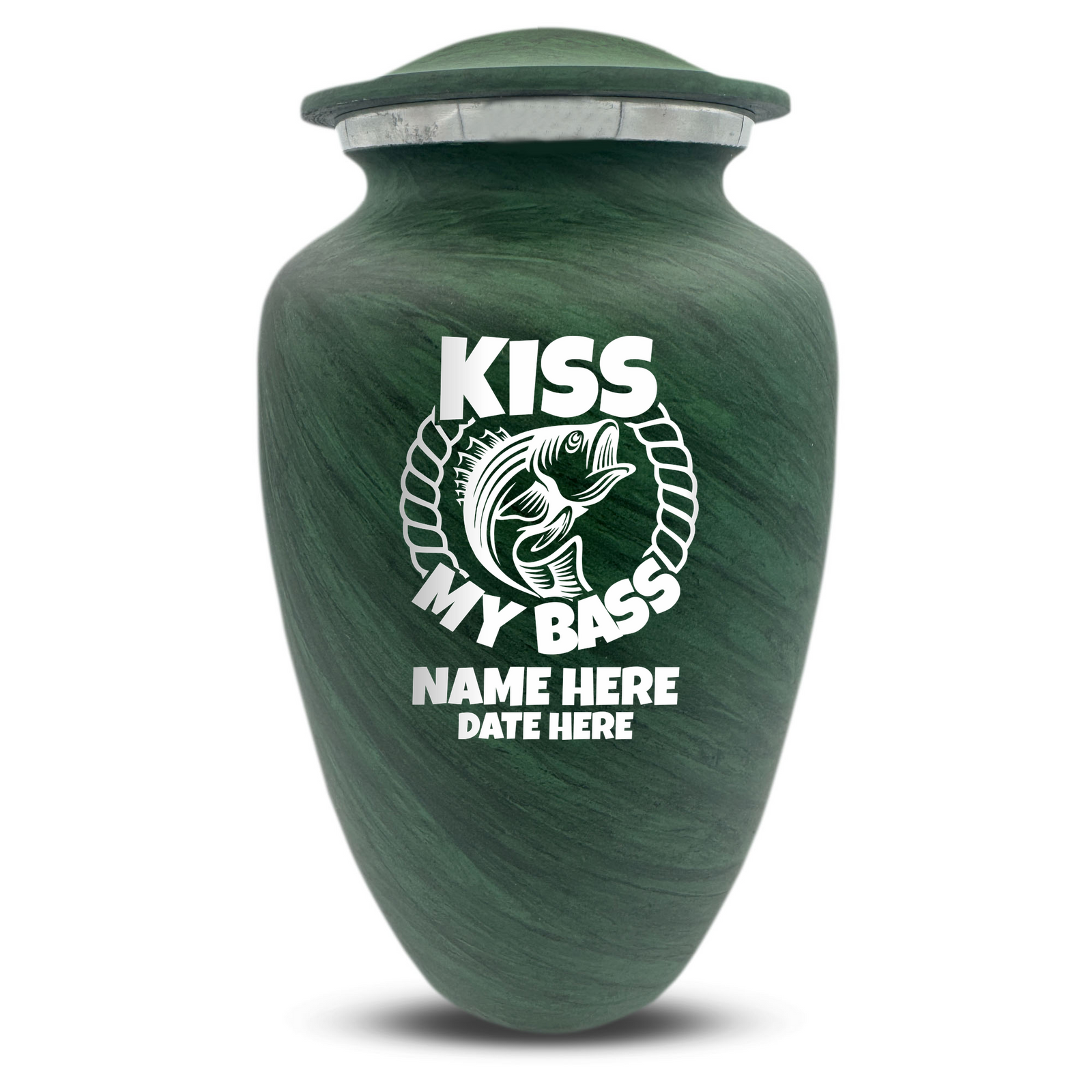 Custom Human Urns - Soft Whisper Collection - Funny Fishing Design - Distressed Finish - 200 Cubic Inch