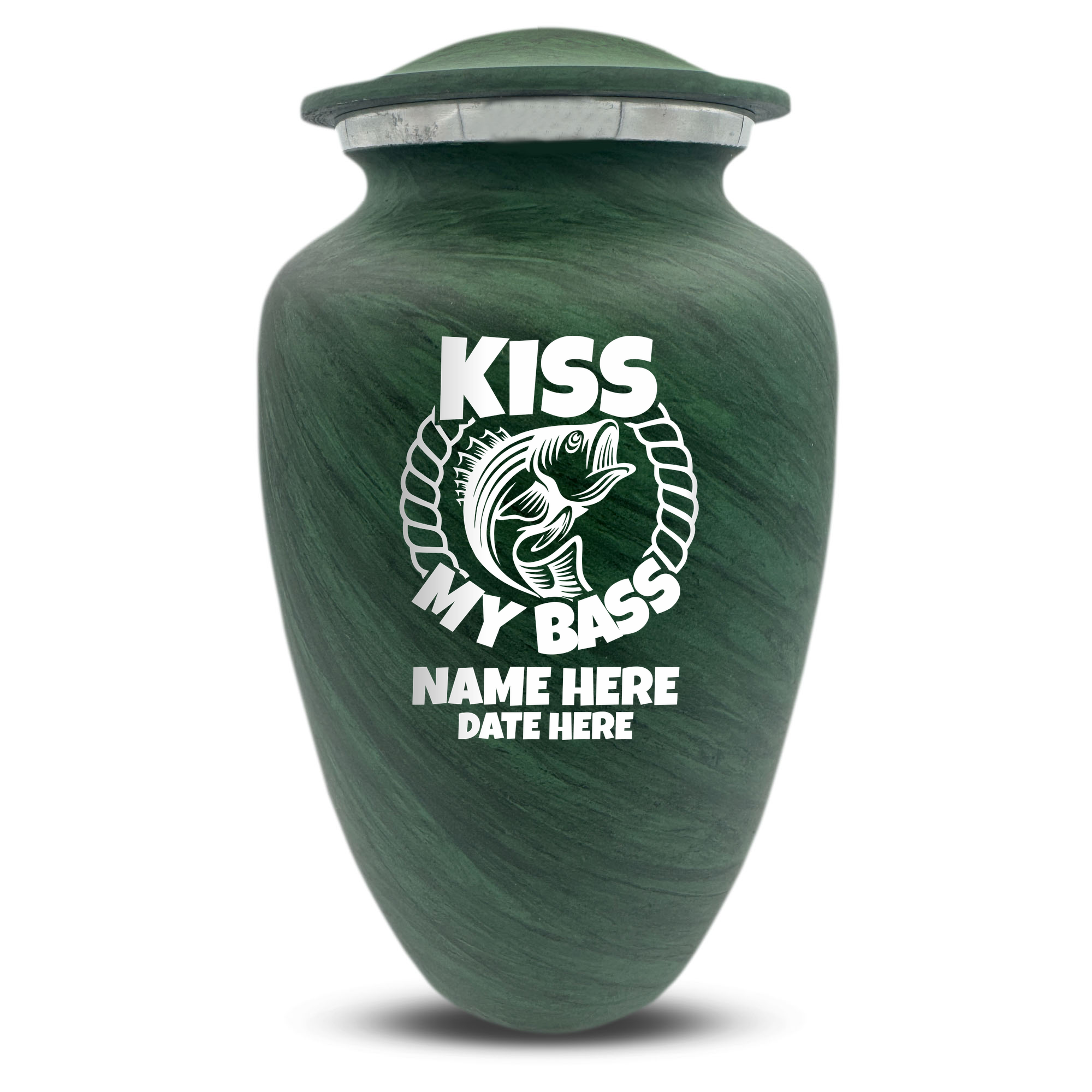 Custom Human Urns - Soft Whisper Collection - Funny Fishing Design - Distressed Finish - 200 Cubic Inch